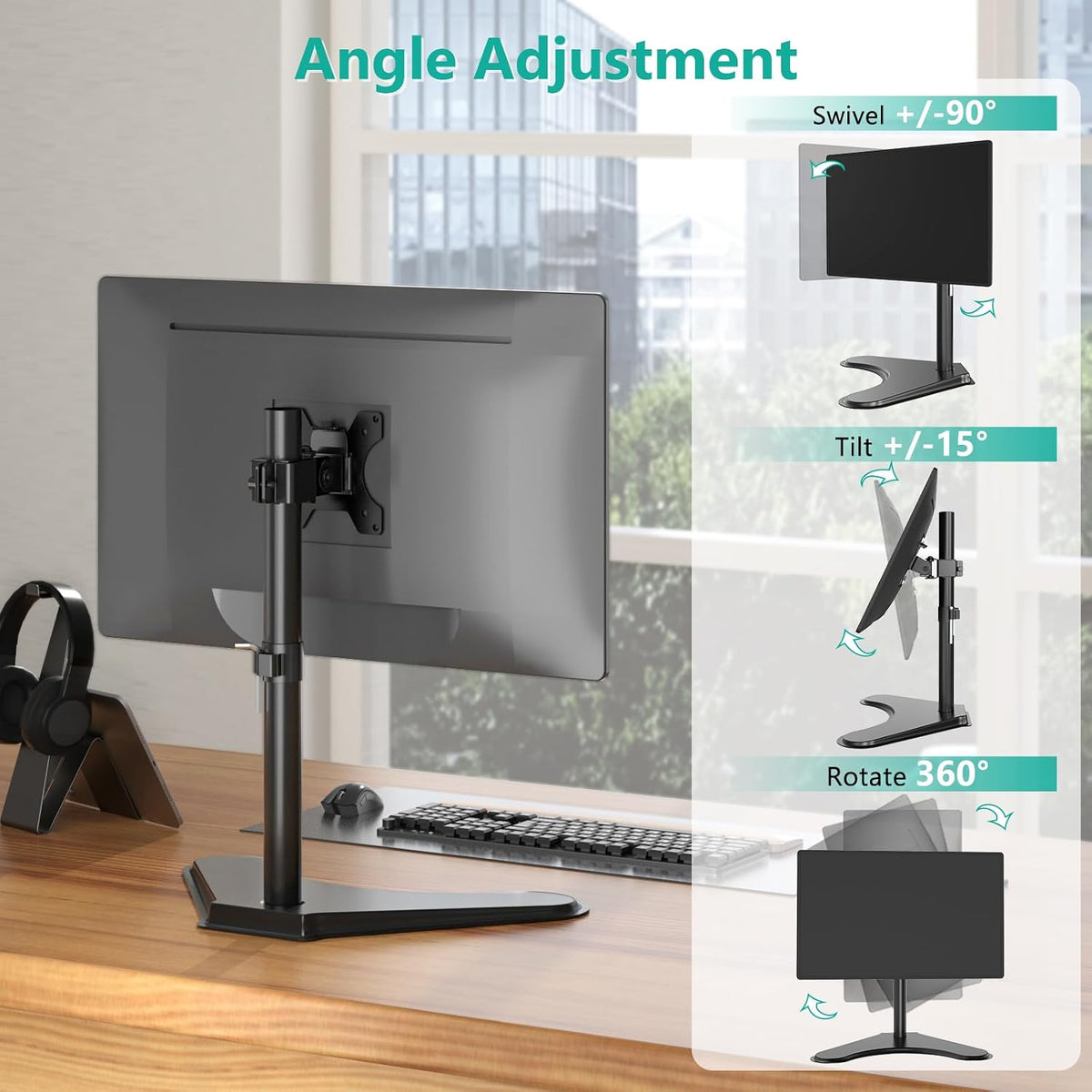 Freestanding VESA Monitor Stand for 13-32 Inch Displays, Supports Up to 22 lbs