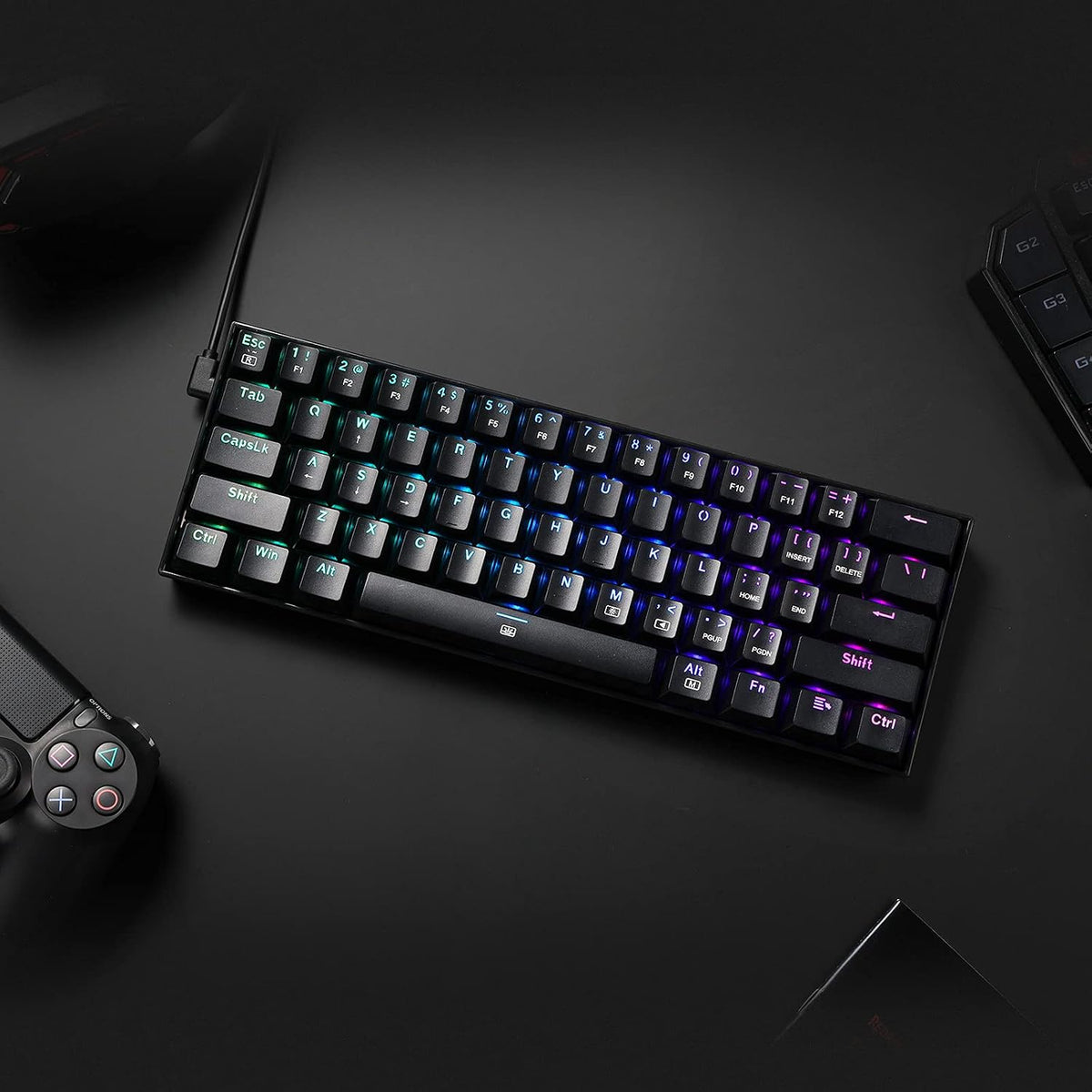 K630 Dragonborn 60% Compact Wired RGB Mechanical Gaming Keyboard with Linear Red Switches and Professional Driver Support, Black
