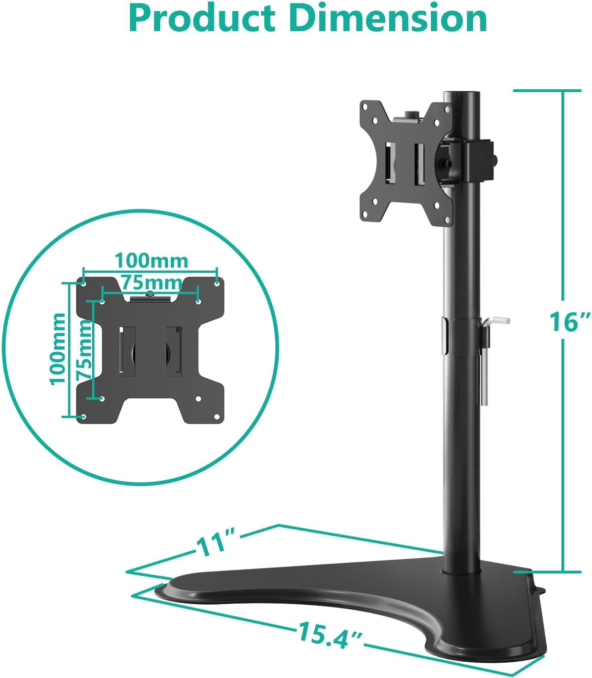 Freestanding VESA Monitor Stand for 13-32 Inch Displays, Supports Up to 22 lbs