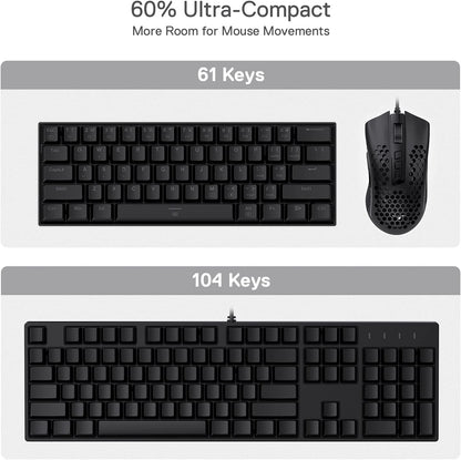K630 Dragonborn 60% Compact Wired RGB Mechanical Gaming Keyboard with Linear Red Switches and Professional Driver Support, Black
