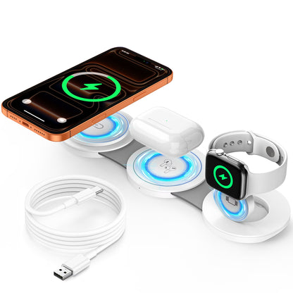 Wireless Charger for Iphone, 3 in 1 Charging Station for Iphone Devices, 15W Fast Wireless Charger Stand for Iphone 16 15 14 13 12 Pro Max, Charging Pad for Airpods 3/2/Pro, Iwatch 9/8/7/6/SE/5/4